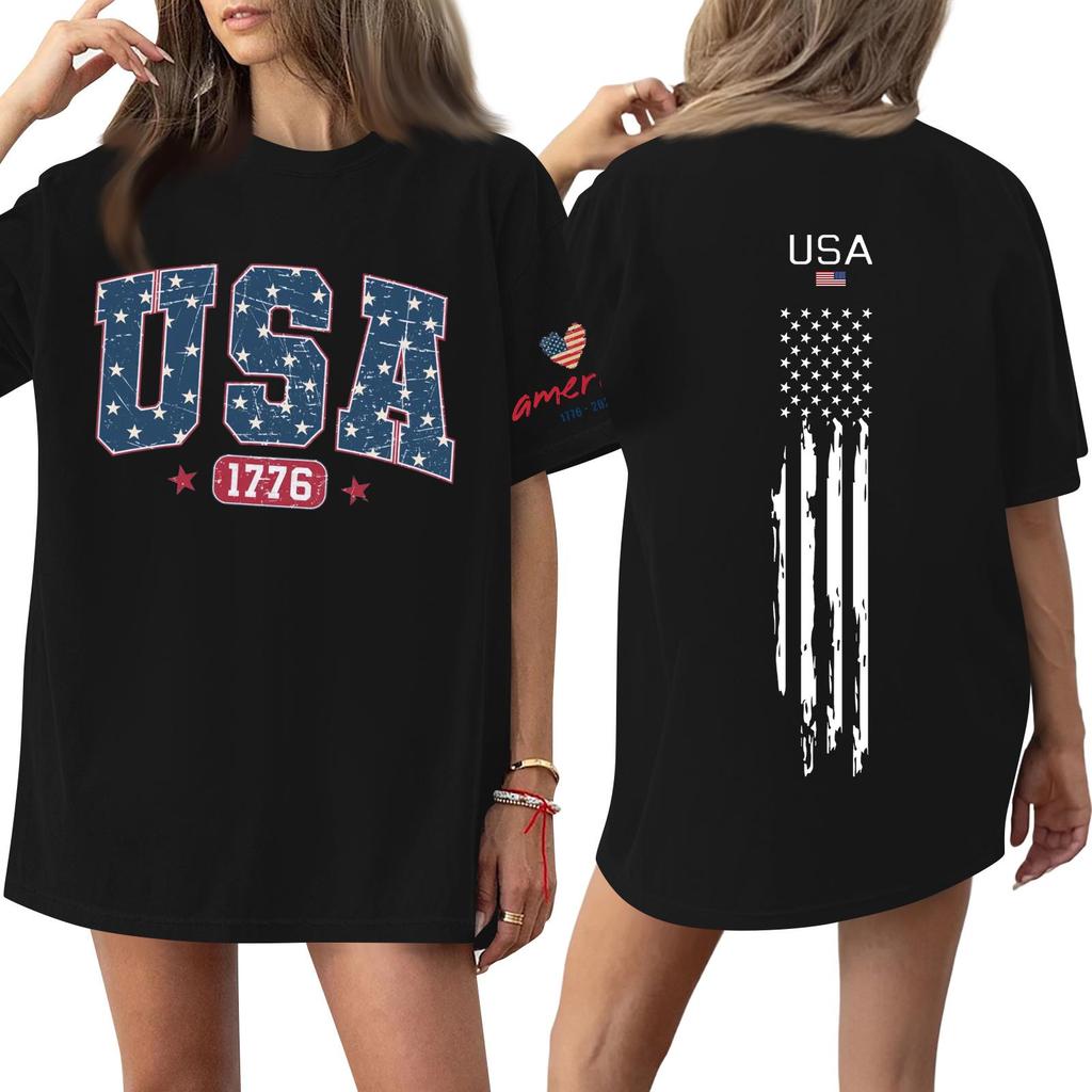 Women's Casual Fashion Round Neck Casual Print Short Sleeve T-Shirt Top