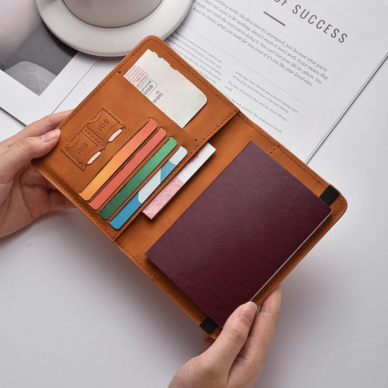 Travel Passport Holder Waterproof PU Leather Passport Cover with Card Slots Portable Document Organizer for Men Women Trip