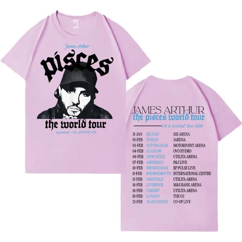Rapper James Arthur 2026 TShirt Pisces World Tour TShirt Unisex Fashion Short Sleeve TShirt Loose Comfortable Street Style
