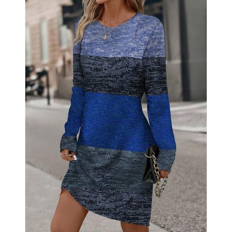 IHUASU Fashion Autumn Winter Long Sleeve O-Neck Casual Dresses