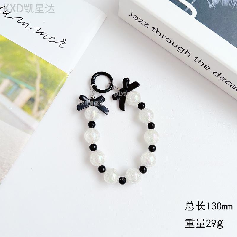 Summer Small Clear Bowknot Phone Chain Beaded Creative Crack Beads Car Hanging Decoration Cute Girl Blind Box
