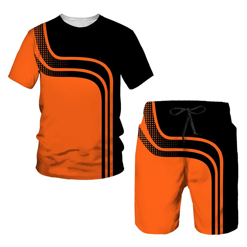 Neues Sommer-Europäisches und Amerikanisches Oversized Herren Trend Lässiges Trainingsanzug Set 2026 3D Digitaldruck T-Shirt Shorts Set 2-teiliges Outfit