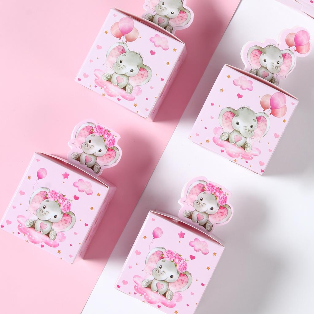 24Pcs Baby Elephant Favor Box For Kids Birthday Party Blue Pink Candy Gift Boxes Treat Kids Birthday Favors Baby Shower Decor