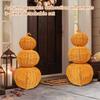 3 Piece Stackable Pumpkin Decoration Set Wicker Material Detachable Design Requires Assembly Fall Seasonal Home Decor with Instruction Manual Included