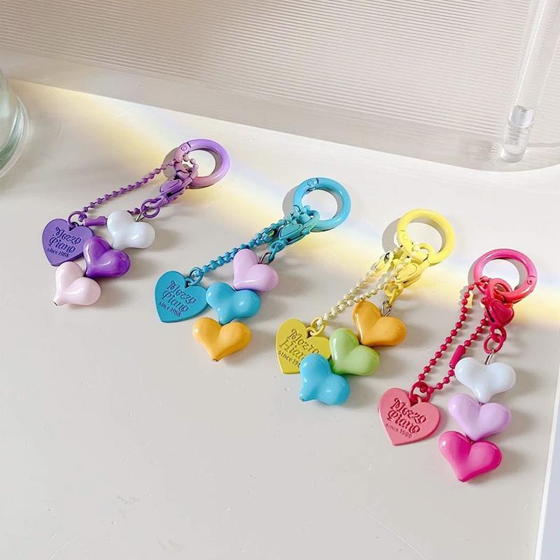 1PC Keychain Candy Color Key Ring Friendship Gift Heart-shaped Backpack Accessories Phone Pendant