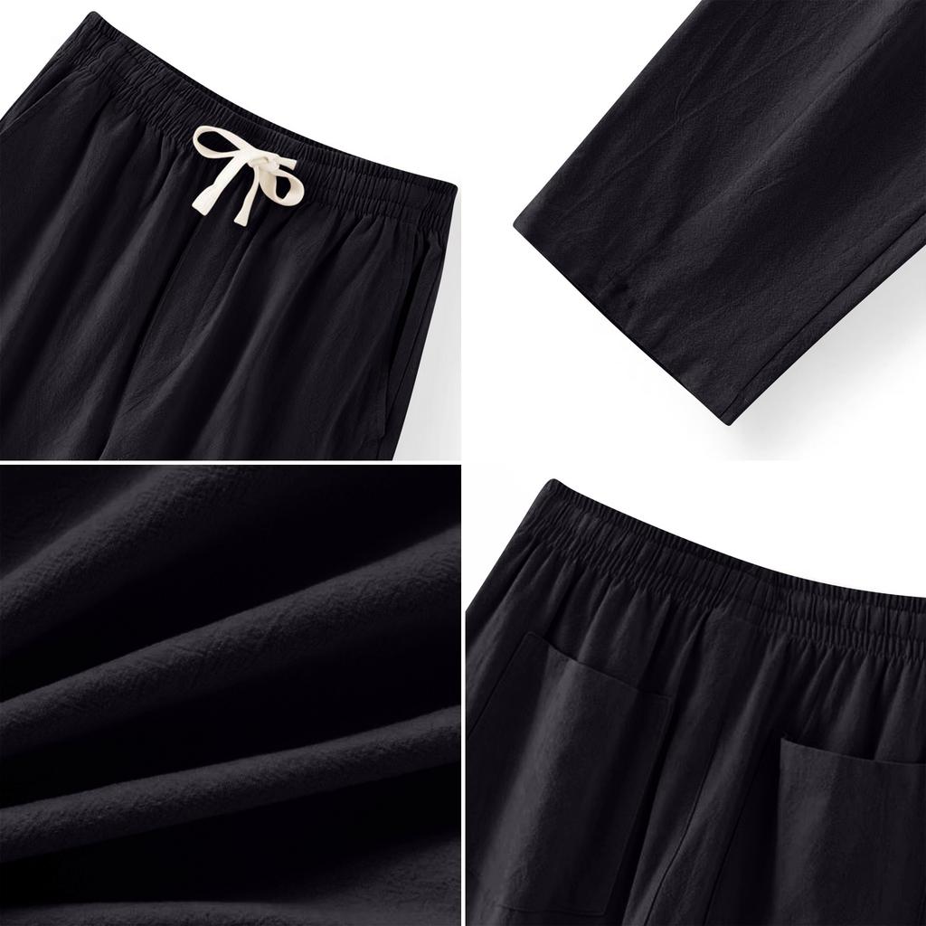 Men's Cotton And Linen Pants - Loose And Breathable - With Drawstring Pockets - Everyday Vacation Straight-leg Pants