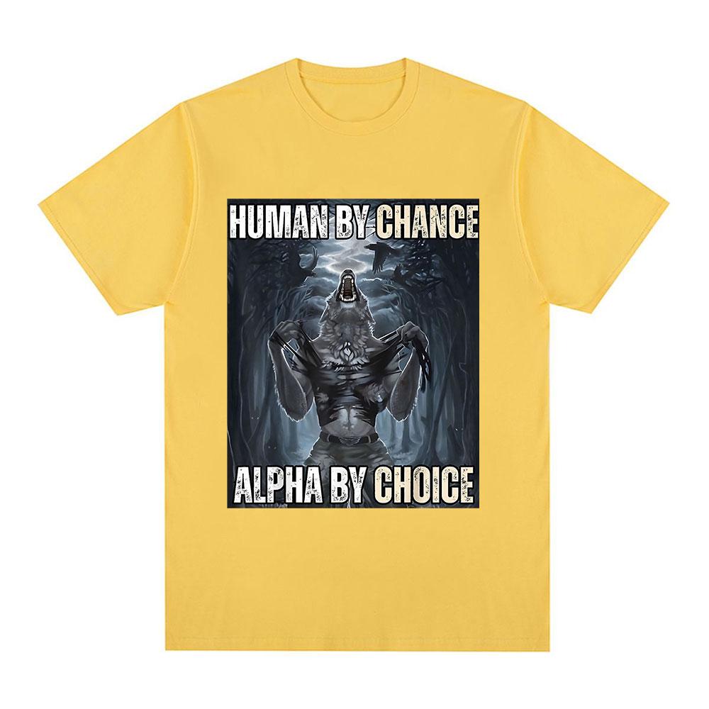 

Human By Chance Alpha By Choice Wolf Funny Meme Футболки Чоловічі повсякденні бавовняні вінтажні футболки з коротким рукавом Оверсайз Вуличний одяг S