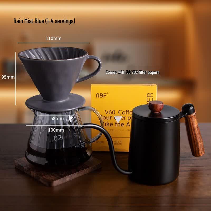 Qiwai Ripple Ceramic V60 Pour Over Coffee Set