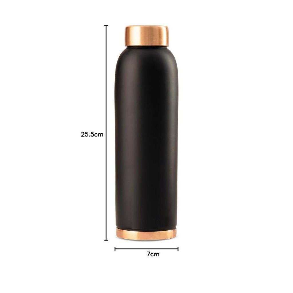 1 Litre Black 100% Pure Copper BPA Free Leakproof Copper Bottle for Home, School & Office