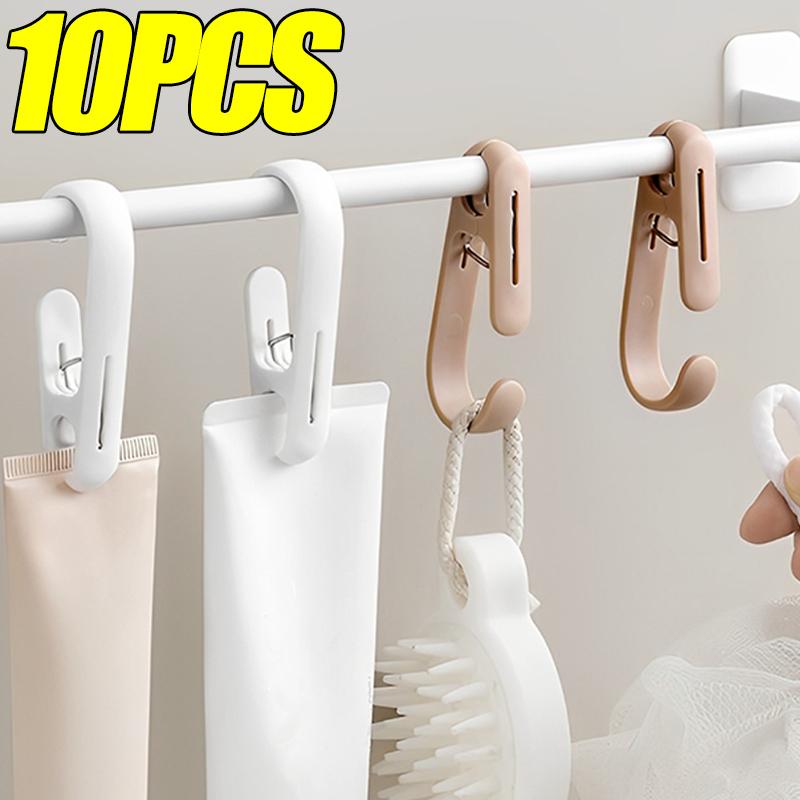 10PCS Multi-Purpose Clothes Clip Hook Plastic Clothes Hanger Beach Towel Clips Clothing Store Home Office Clothespins Socks Clip