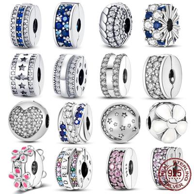 Fecho de Prata 925 Pinos com Zircônia Cúbica Pave Flor Margarida Clipe Trava Encaixe Pulseira Original Joia 1