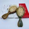 Heart-shaped Green Sandalwood Air Cushion Massage Comb, Golden Sandalwood Wide-tooth Gua Sha Comb