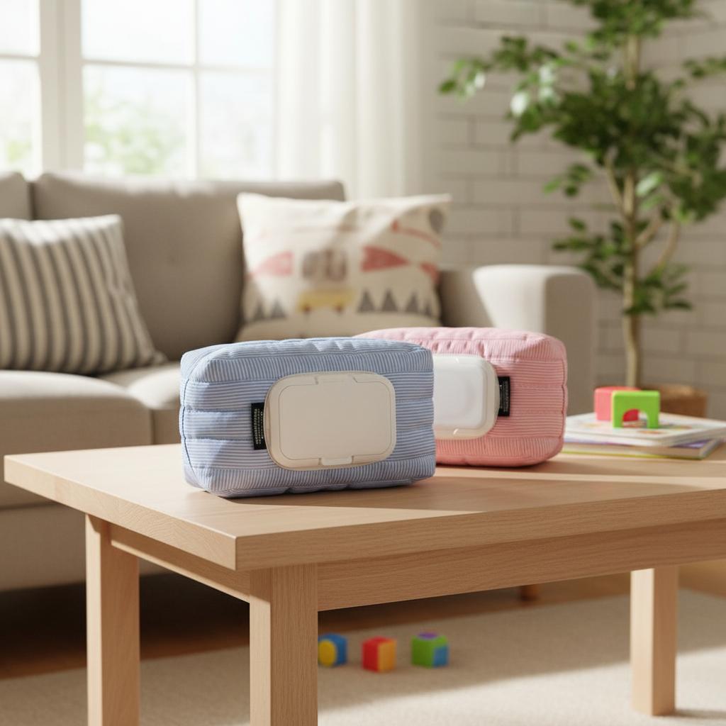 Tissue Box Striped Quilted Wet Wipe Pouch Multipurpose Pull Out Wet Tissue Case Portable Car Living Room Organizer High Quality