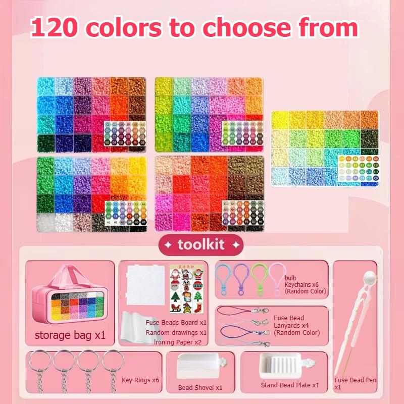 7200 Pezzi 2,6 Mm Foro Mini Perline Hama Perler Fuse Perline da Stirare Fai da Te Giocattoli Artigianali per la Prima Educazione Puzzle Regalo di Compleanno per Bambini