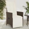 VidaXL Garden Recliner Chair with Brown Wicker Cushions, Reclining Garden Armchair, Recliner 365660