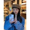 Black Beret Female Autumn and Winter Bud Hat Ins Face Flat Top Painter Hat Ins