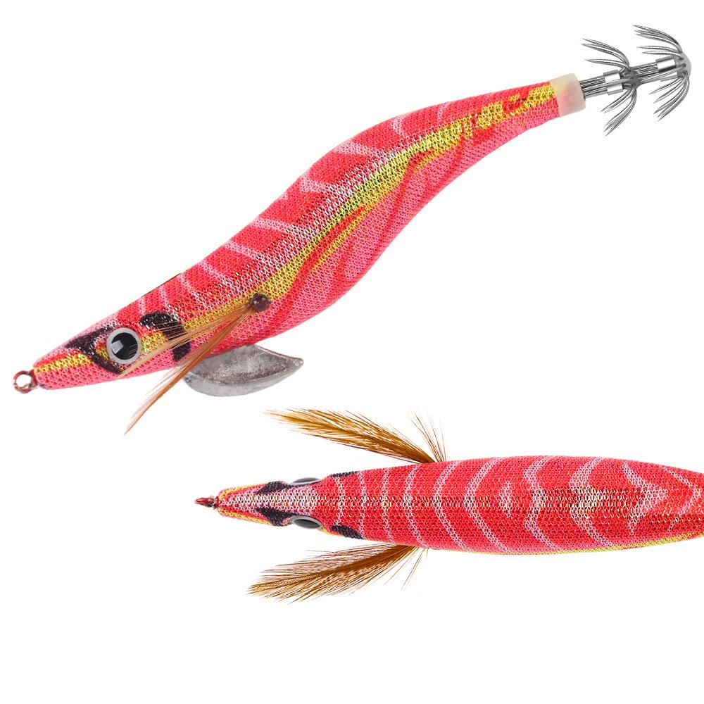 SWORDFISH Printed Luminous Wood Squid Lure Shrimp Artificial Hard Bait with Hooks for Sea Fishing and Lure Fishing