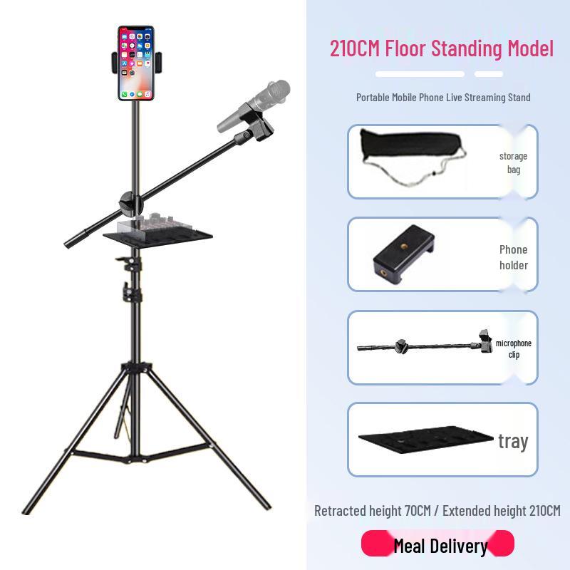 Live Broadcast Selfie Tripod with Fill Light for Multi-Camera Shooting & Singing