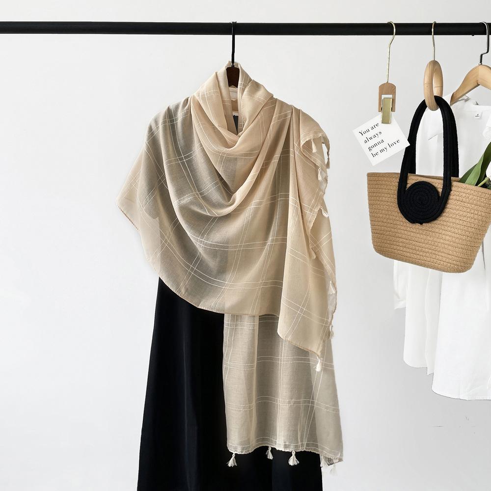 Solid Color Scarf for Women's Sunscreen Scarf Mid-length Scarf Monochrome Light Shawl Breathable Sweat-absorbing Scarf