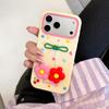 Cartoon Pink Flower Pendant Phone Case for iPhone 13/14/15 Pro Max/16/17