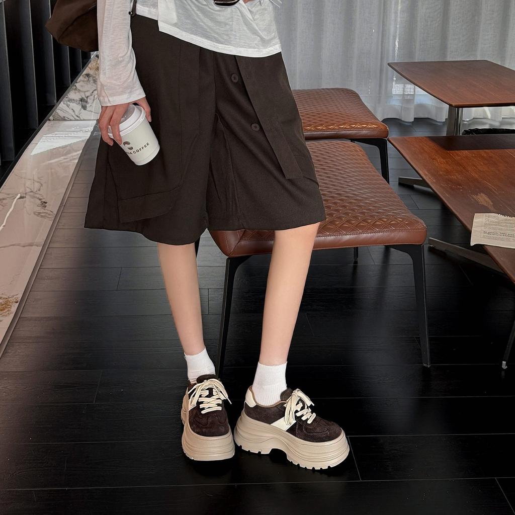 Cowhide Version~ Genuine Leather Thick-soled Inner Height Increase Casual Shoes Versatile Sports Dad Shoes Women's Shoes Forrest Gump Shoes German Tr