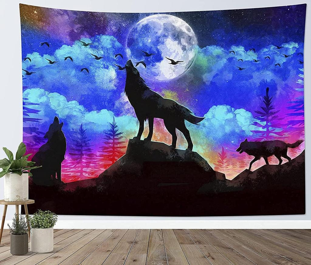 Purple Butterfly Tapestry Wall Hanging Black Starry Night Sky with Celestial Galaxy Wall Tapestry Bohemian Wall Decor Bedroom