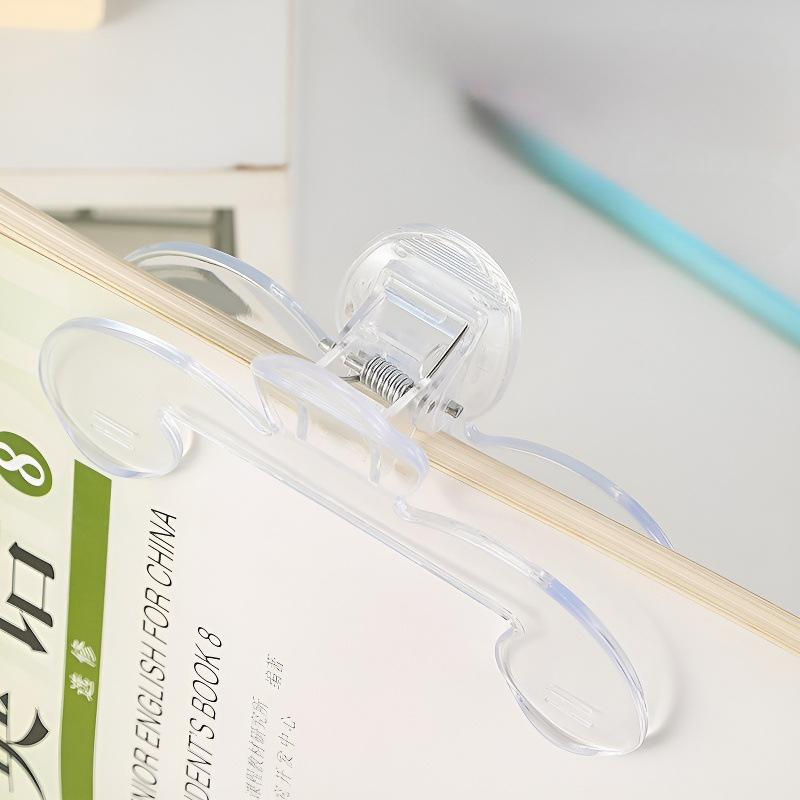 Transparent Plastic Book Clip with Bracket Reading Aid Fixed Book Holder Folder Paper Clips Bookmarks Stationery School Supplies