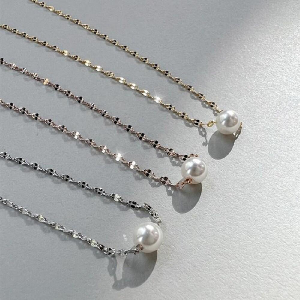 Silver 925 Twisted Chain Pearl Necklace (10225890)