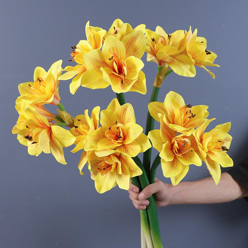 63Cm Clivia Vermilion Aranjament Floral Artificial pentru Nuntă Ornament pentru Acasă Living Hol Hotel