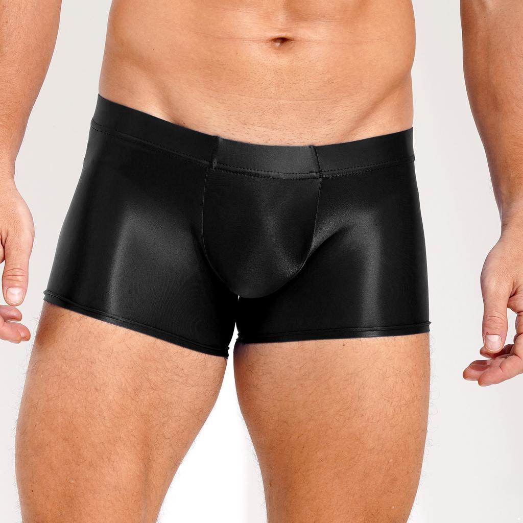 Mens Glossy Boxer Briefs Low Rise Underpants Swim Shorts Pool Party Beach Volleyball Beachwear Shorts