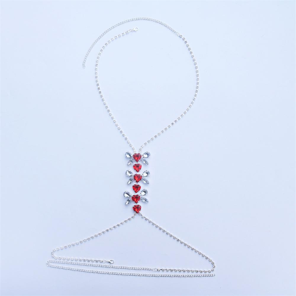 Fashion Accessories, Simple Heart-Shaped Rhinestone Chest Chain, Sexy Luxury Waist Chain Accessories For Nightclub Parties