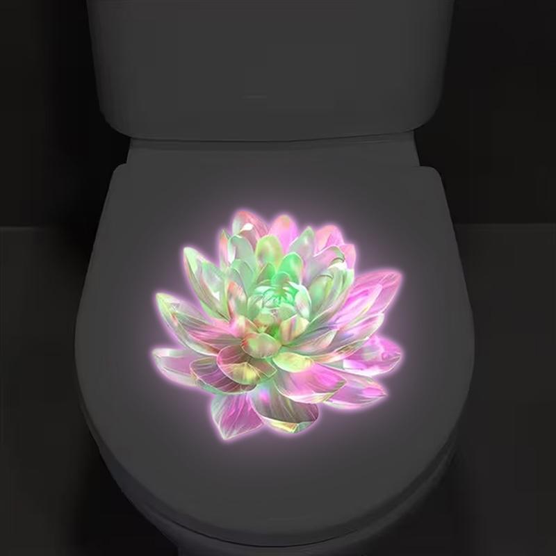 Adesivo Luminoso Colorato Fiore di Loto per WC Decalcomanie Luminescenti al Buio Autoadesive Rimovibili in PVC Decorazione Parete Camera da Letto Bagno