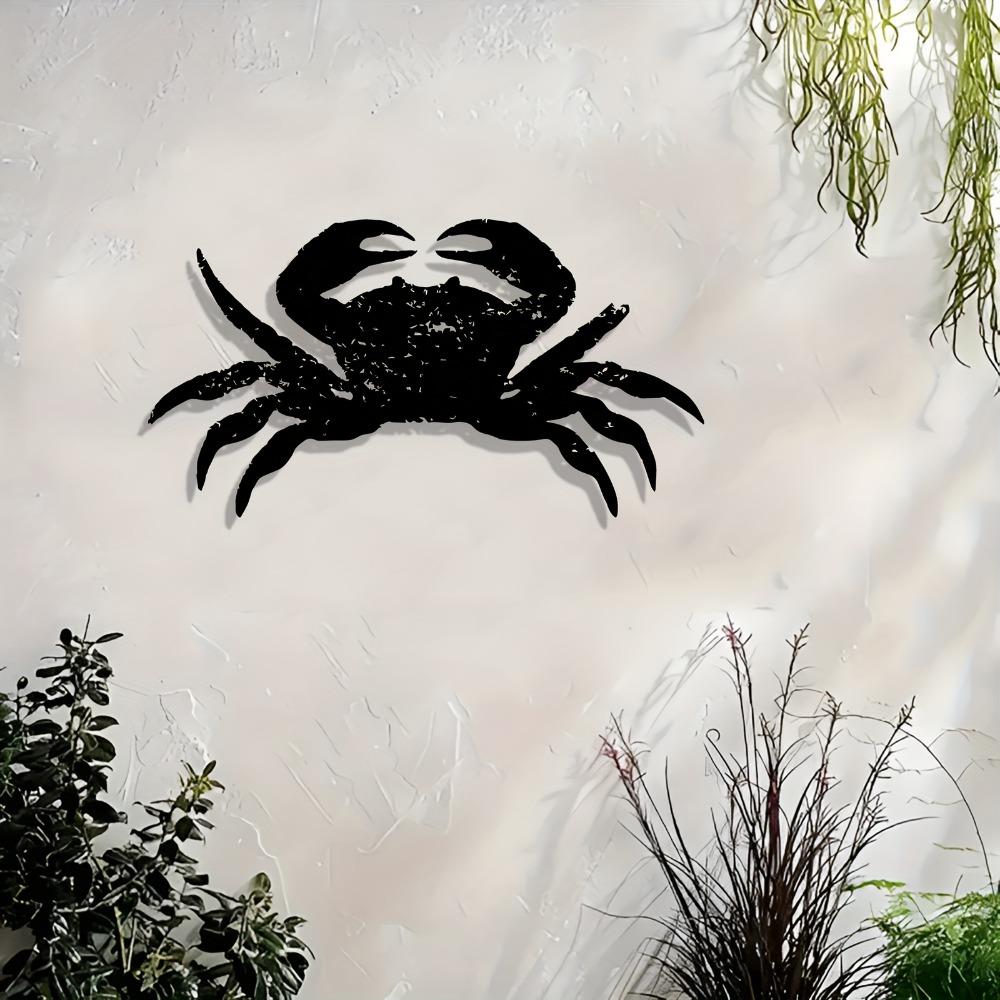 Stylish Metal Crab Wall Art, Wrought Iron Crab Sculpture for Living Room Bedroom Pub Cafe Indoor Outdoor Use, Animal Lover Gift
