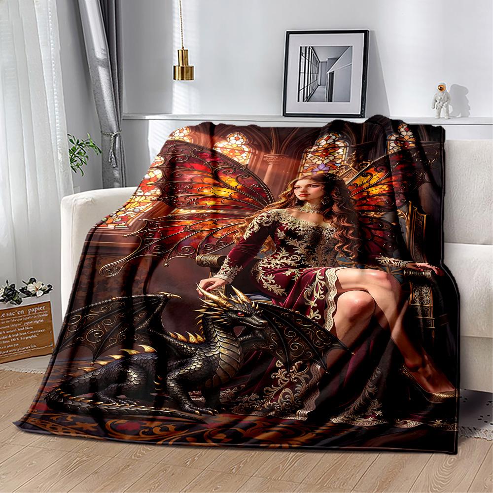 Gothic Style Blanket Soft & Cozy Suitable for Office Seaside Bed Four Seasons Universal Digital Print Unique Gift for Family and Friends Camping