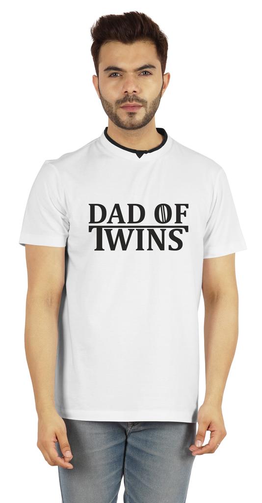 Inkmeso "Dad of Twins" Graphic Tshirt Cotton Jersey Half Sleeve Shirt for