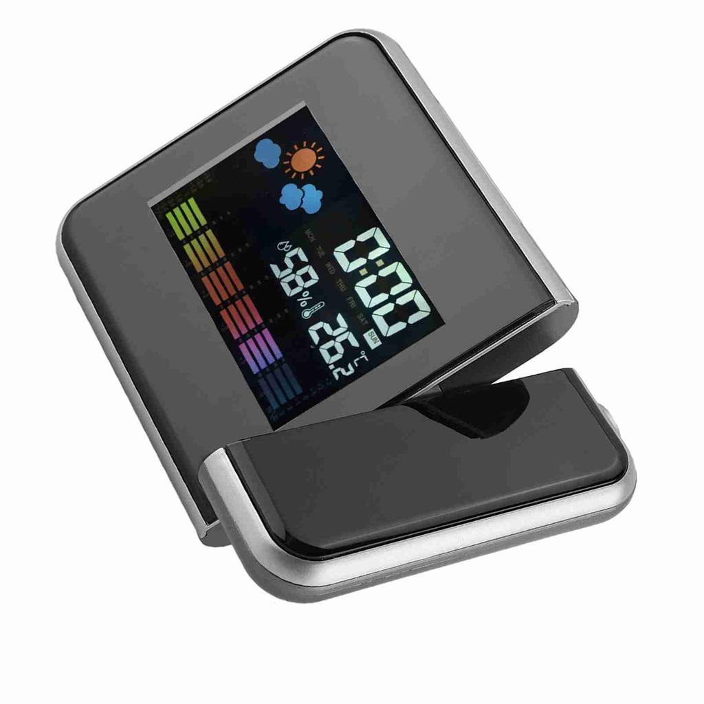 Digital LED Weather Forecast Projector Calendar Humidity Display Alarm Clock(Black)
