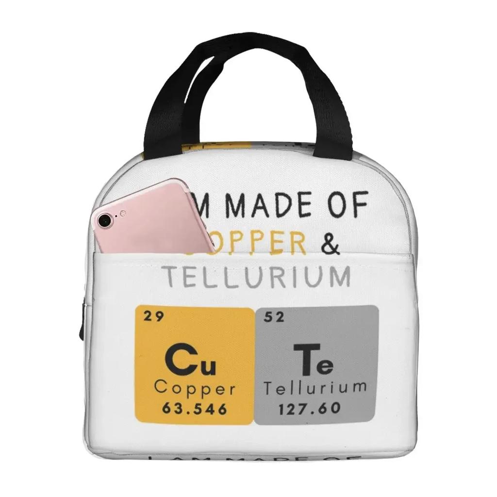 Elements Periodic Table Science Chemistry Chemical Insulated Lunch Bag for Women Kids Portable Food Boxes Thermal Lunch Box Tote
