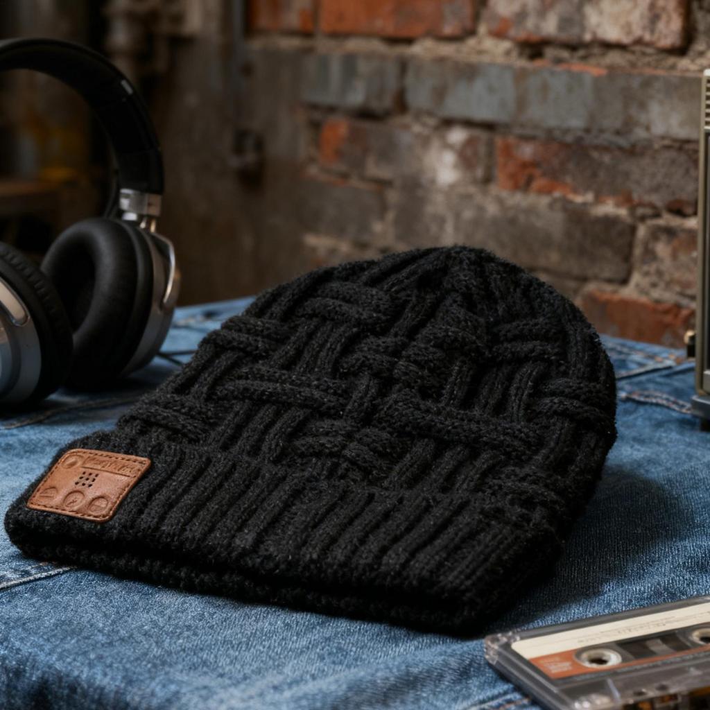 Wireless Beanie With Light USB Rechargeable Knit Cap Headlamp Cap With Headphones For Fishing Cycling Dog Walking Jogging