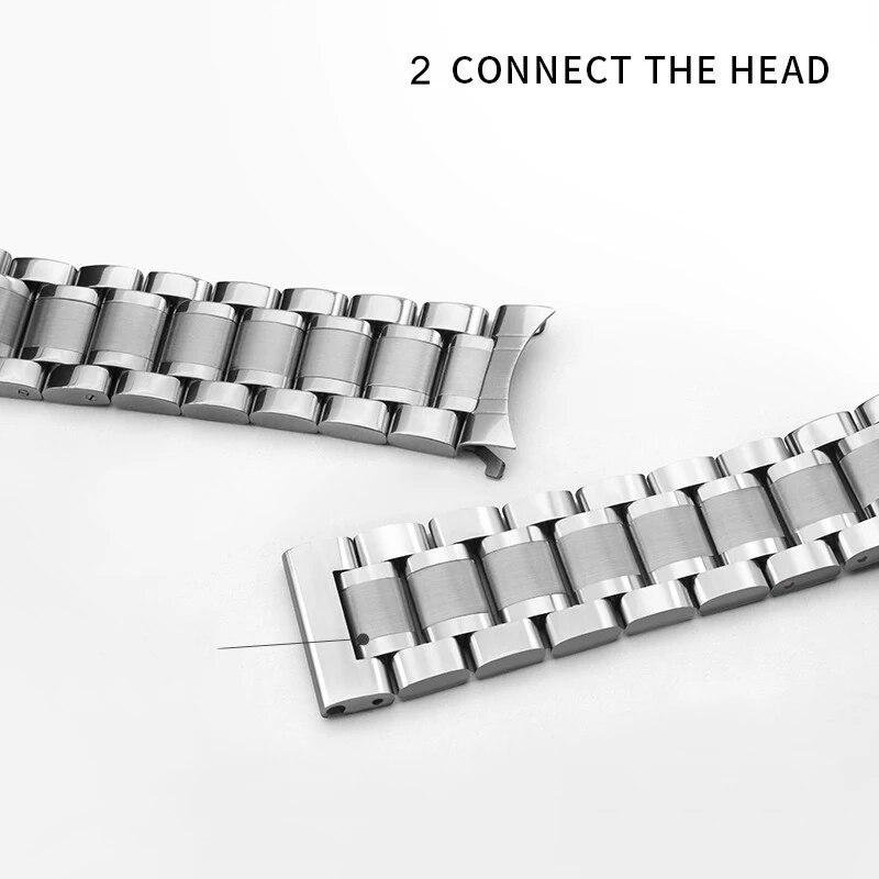 5 Pointer Solid Stainless Steel Strap 12/13/14/15/16/17/18/19/20/21/22/23/24mm Butterfly Buckle Men Women Metal Watch Band