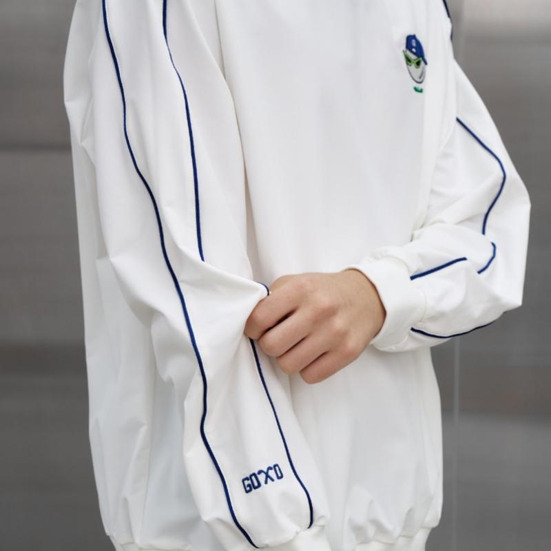 Goxo White Woven Sweatshirt Swag Ball Double Line