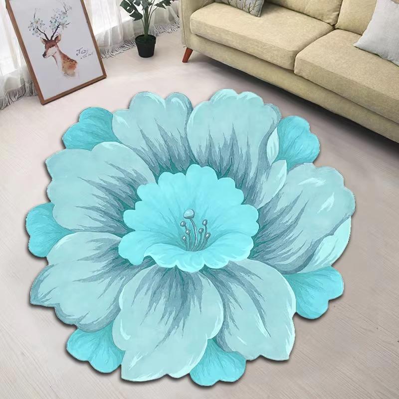 Carpet 1PCS Flower Chinese Lotus Floor Mat Special-shaped Bedroom Bedside Blanket Cloakroom Mat Coffee Table Home Decoration