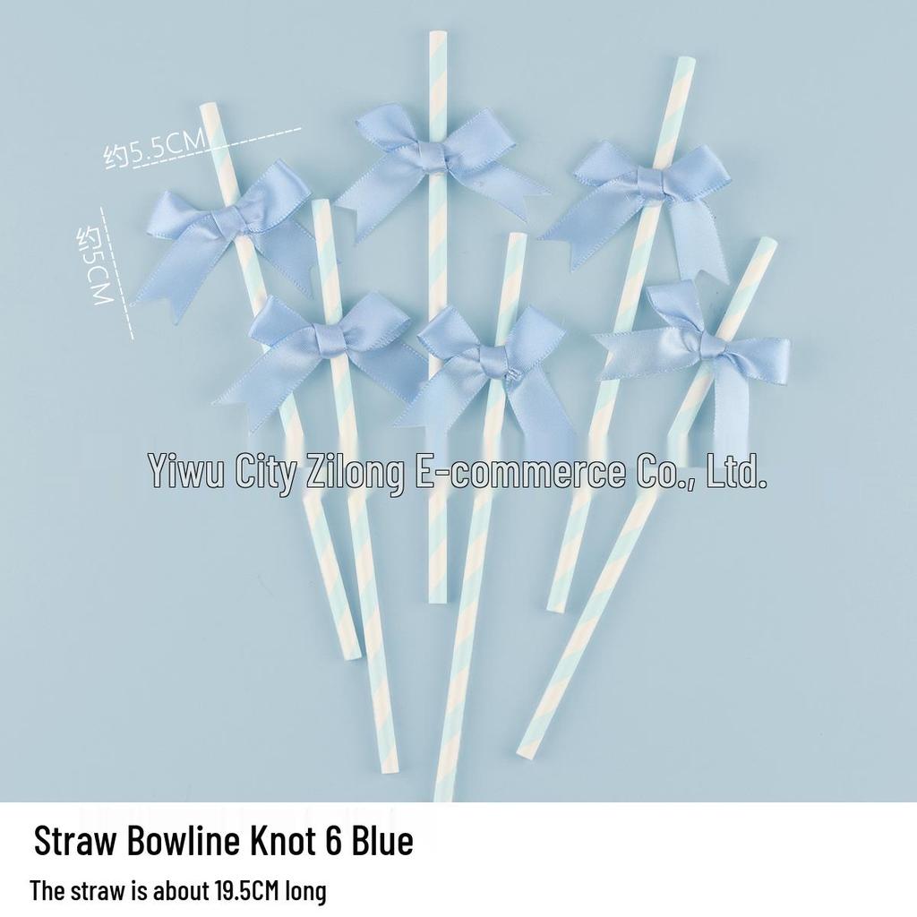 Disposable Paper Straw Bow for Children's Birthday Cupcake Decoration