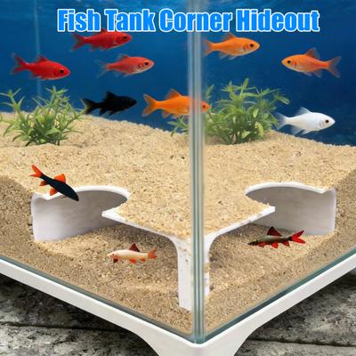 Aquarium Ecktunnel Fischaquarium Versteck Höhle unter Kies Fischversteck mit Doppellöchern für Betta Garnelen Reptilien Schmerlen