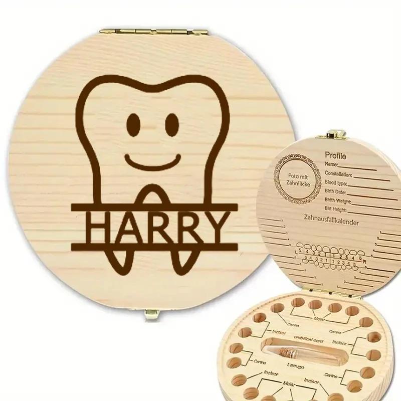 1PCS Free Customization Wooden Tooth Storage Box Baby Tooth Wood Storage Box Organizer Teeth Kids Christening Case Birthday Gift Send name to seller 1890₽