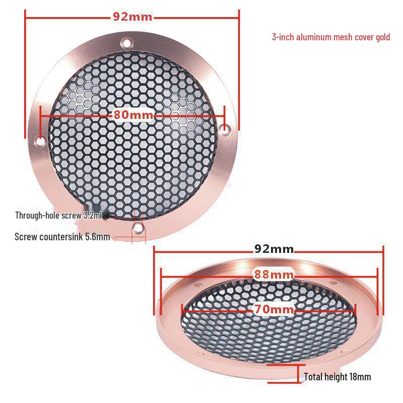 1.5-6.5 inch Car Speaker Aluminum Mesh Cover - A-pillar Protective Decorative Frame