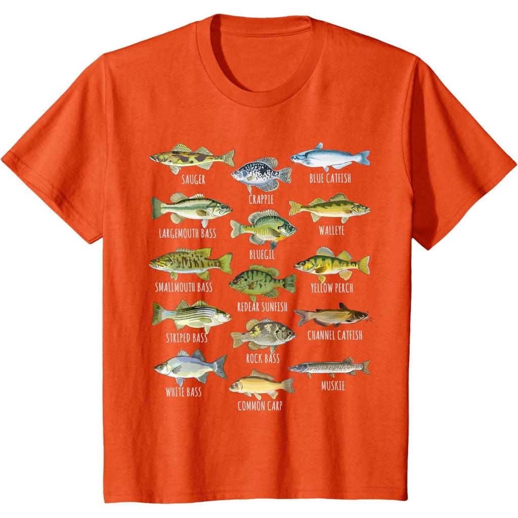 Kids Fish Species Biology Types of Freshwater Fish Fishing T-Shirt