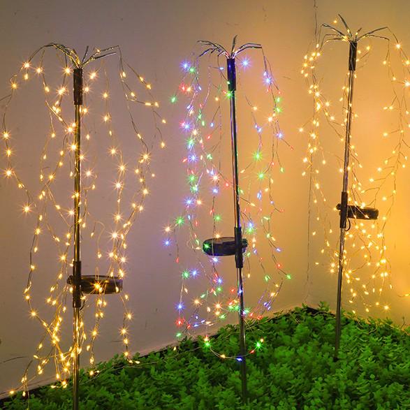Solar LED Pathway Lights - Warm Light Firecracker String for Garden, Courtyard, and Lawn Decoration