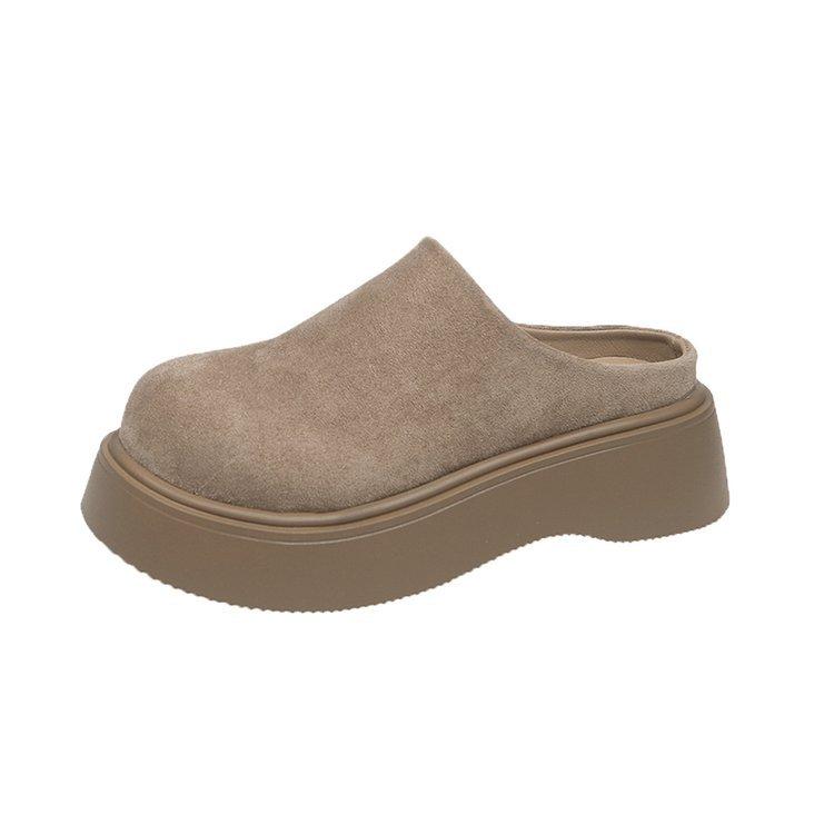 Half a pack of slippers to wear outside 2025 spring new thick-soled Korean version single shoes half a tow Boken shoes women's bag head half slippers