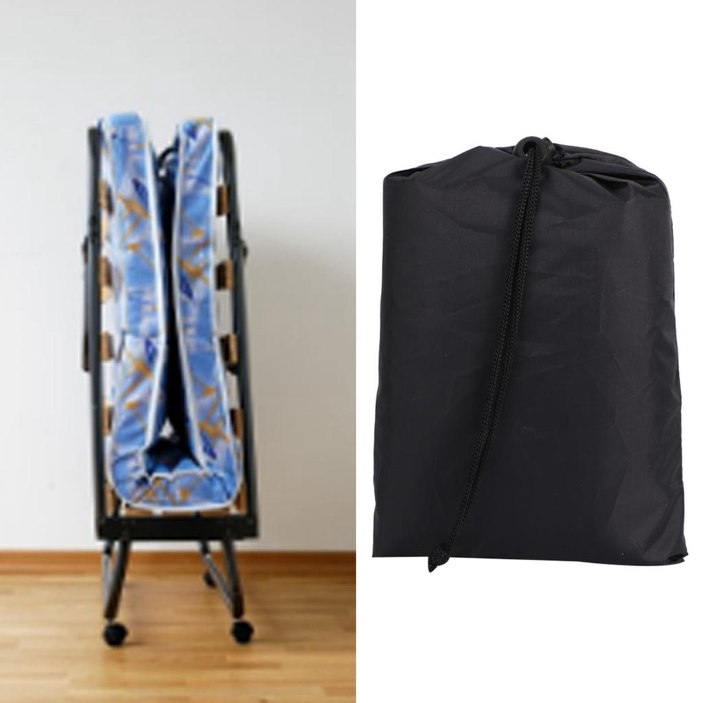 Black Portable Folding Bed Cover Furniture Dust Proof Protective Cover for Indoor Outdoor Use