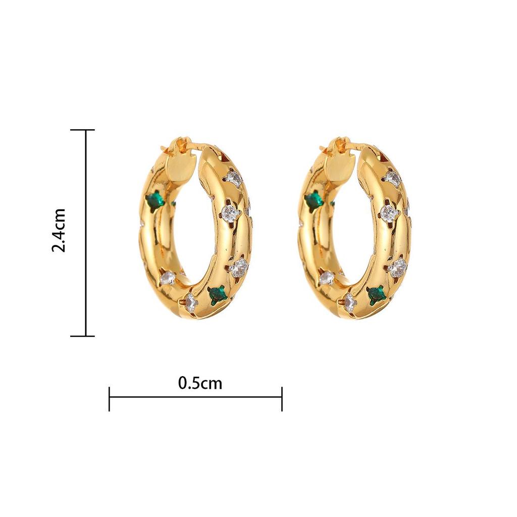Elegant Round Cubic Zirconia Earrings: Luxurious European-American Style Studs